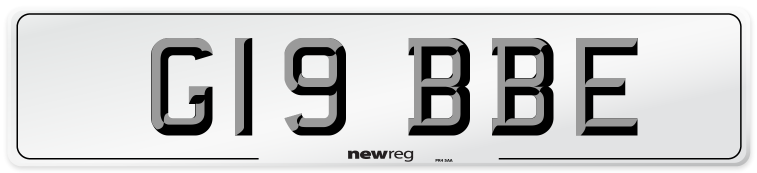 G19 BBE Number Plate from New Reg
